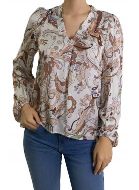 Blusa a V fantasia 